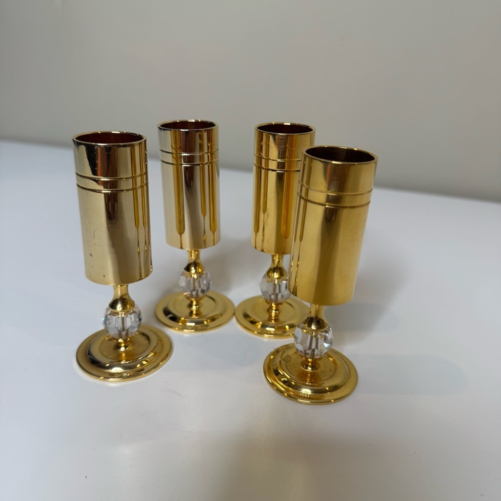 Brass and Crystal - Cocktail/Appetizer/Tooth Pick Holder set of 4